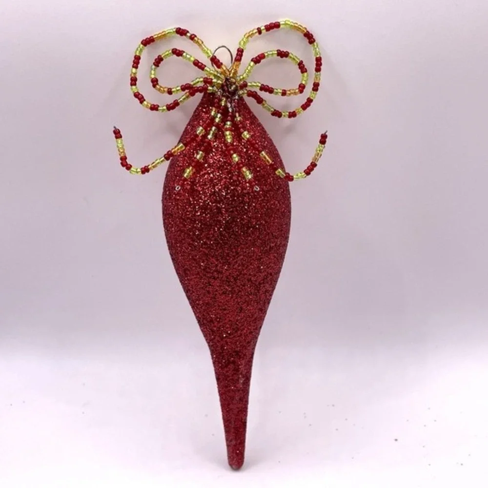 Red Glitter Teardrop Icicle‎ 6.5